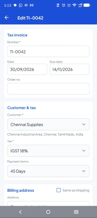 CraveInvoice dashboard on mobile