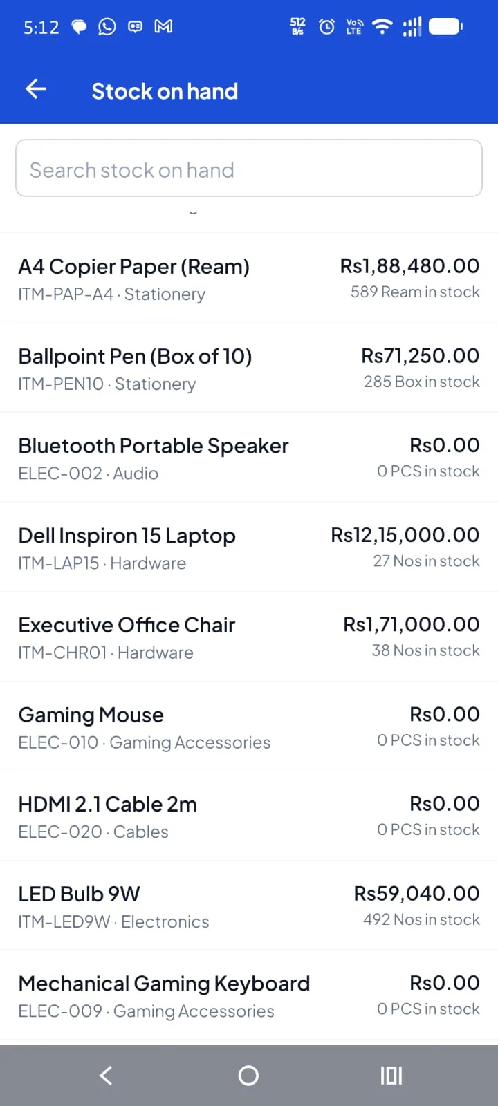 Creating an invoice on mobile